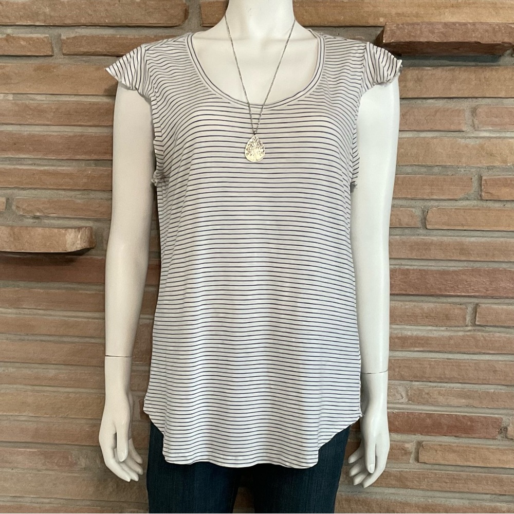 Toad & Co Scoop Neck Long Striped Eco Tee Medium